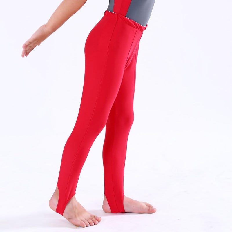 NEW DANCE Mens and Boys Gymnastics Pants Leotard Youth Ballet Tights Stirrup Pants for Dance Yoga Practice Athletic Red - Image 1